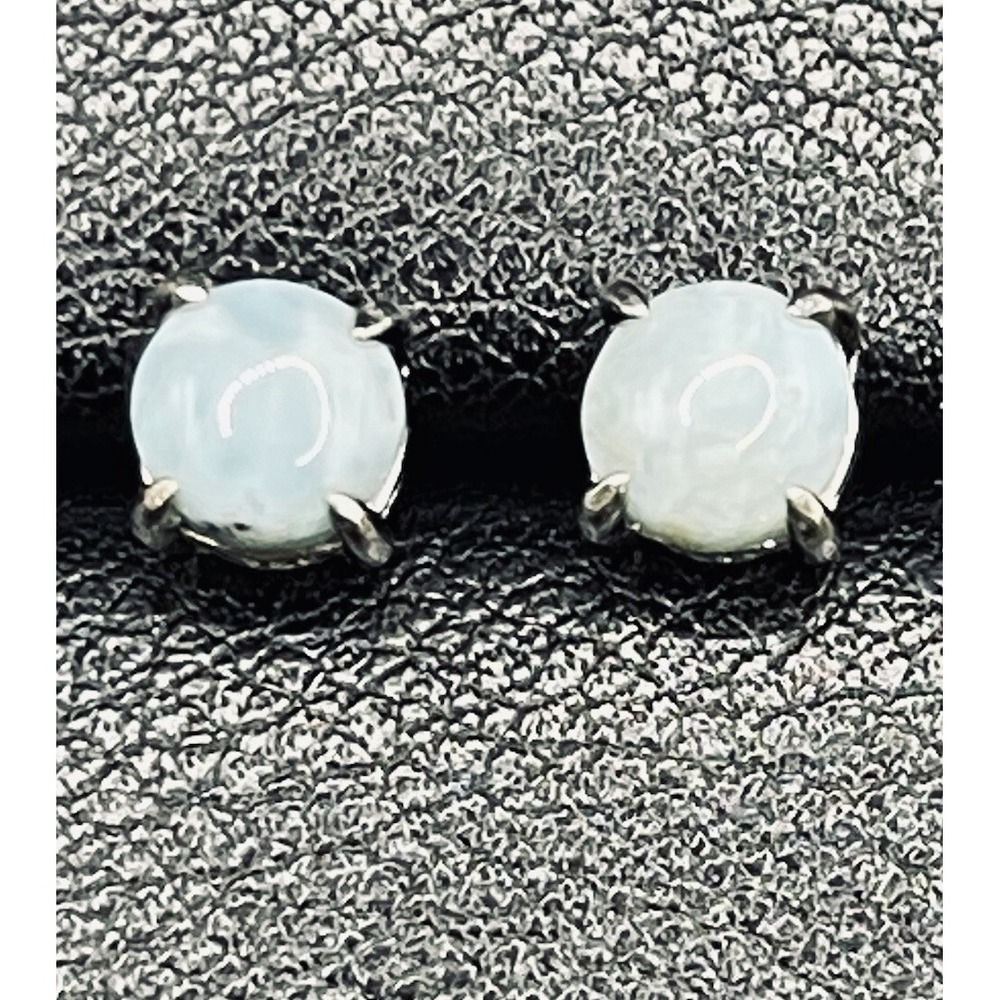 New Condition Sterling Silver Larimar 6MM Stud Earrings 925 Genuine
